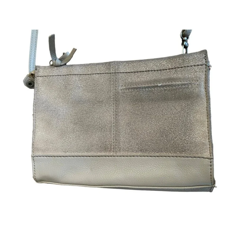 The Sak Glitter Rose Gold Leather Zipper Closure Handbag Crossbody - Picture 9 of 12